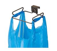 iDesign Classico Trash Bag Stand, Metal Plastic Bag Holder, Ideal Under Sink Storage, Bronze, Small