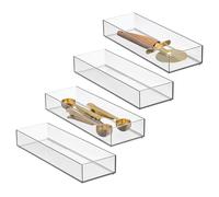 iDesign Clear Drawers Kitchen Bathroom Organization Cutlery Spatulas Gadgets Large Pack of 4