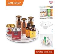 iDesign Clear Rotatable Spice Rack - Compact Kitchen Organizer for Spices