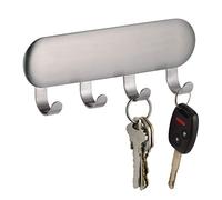 iDesign Coat Hooks with no Drilling, Small Stainless Steel Wall Hooks for Keys and Coats, Practical Stick-on Key Safe Rack, Matte Silver, Key Rack