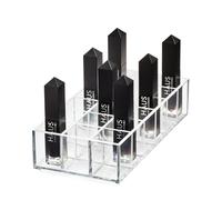 iDesign Compartment Divided Lipstick Organiser from the Signature Series by Sarah Tanno, Long PET Makeup Organiser Storage, Makeup Storage Box, BPA free Plastic, Clear/Matte White, 20.2 x 10 x 5 cm