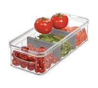iDesign Crisp Fridge Storage Box, Kitchen Storage Container Made of BPA-free Plastic, Kitchen Organiser for Tinned Foods, Spices and More, Clear/Grey