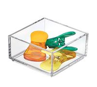 iDesign Desk Drawer Organiser for Makeup and Kitchen Utensils, Extra Small Storage Tray Dividers made of Durable Plastic, Clear
