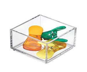 iDesign Desk Drawer Organiser for Makeup and Kitchen Utensils, Extra Small Storage Tray Dividers made of Durable Plastic, Clear