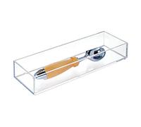 iDesign Desk Drawer Organiser for Makeup and Kitchen Utensils, Medium Storage Tray Dividers made of Durable Plastic, Clear, Large