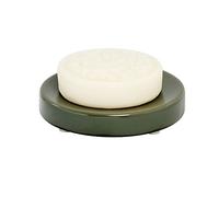 iDesign Dish, Rounded Ceramic Soap Bar Holder with Non-Slip Feet, Practical Accessory for Bathroom Washbasin or Kitchen Sink, Green, 11.48/11.48/2.01 cm