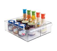 iDesign Divided Plastic Pantry Bin with Front Handle - Set of 2 - Clear - Made in USA