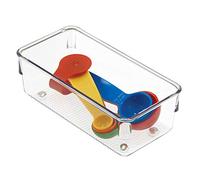 iDesign Drawer Organiser, Extra Small Plastic Kitchen Drawer Insert, Practical Drawer Organiser for Kitchen Accessories, Utensils and Cutlery, Clear,8 x 16 x 6 cm