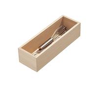 iDesign EcoWood Drawer Organiser, Paulownia Wood Kitchen Drawer Storage Insert, Kitchen Drawer Organiser for Cutlery and Utensils, Beige, 25.4x8.5x6.9cm