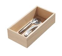iDesign EcoWood Drawer Organiser, Paulownia Wood Kitchen Drawer Storage Insert, Kitchen Drawer Organiser for Cutlery and Utensils,Beige,25.4x12.7x6.9cm