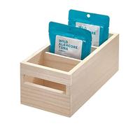 iDesign EcoWood Household Storage Box, Kitchen Container Made from Eco-Friendly Paulownia Wood, Versatile Wooden Box for Kitchens, Bathrooms and More, Beige,25.40/12.70/10.57 cm
