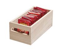 iDesign EcoWood Kitchen Storage Box, Kitchen Container Made from Eco-Friendly Paulownia Wood, Wooden Box for Kitchens, Bathrooms and More, Beige,25.4x12.7x10.2cm