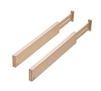 iDesign EcoWood Pack of 2 Drawer Organiser Units, Paulownia Wood Drawer Dividers for The Kitchen, Kitchen Drawer Dividers for Storing Cutlery and Utensils, Beige
