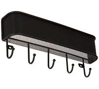 iDesign Elegant Key Holder for Wall, Wall Mounted Rack for Keys and Letters, Made of Robust Metal, Black, 10.5" x 2.5" x 4.5"