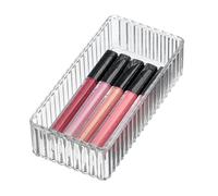 iDesign Fluted Makeup Drawer Organizer, Small Clear Plastic Storage Bin for Bathroom Vanity or Desk