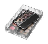 iDesign Fluted Makeup Drawer Organizer Tray, Small Clear Plastic Storage for Bathroom Vanity or Desk