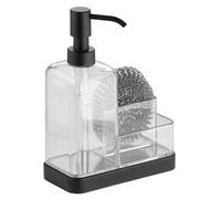 iDesign Forma Kitchen Countertop Soap Dispenser Pump, Sponge, Scrubby Organizer - Clear/Matte Black