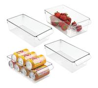 iDesign Fridge Storage Bin with Handle - Fridge Tray for Meats and Cheeses - Set of 4 - Clear