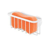 iDesign Gia Caddy, Dish Sponge Holder, Essential Kitchen Sink Organiser, Metal, Pearl White