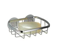 iDesign Gia Suctions Soap Dish Holder for Shower, With two Strong Suction Cups, Chrome, White