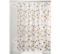 iDesign Gilly Dot PVC-Free PEVA Shower Curtain, 183 x 183 cm - Metallic