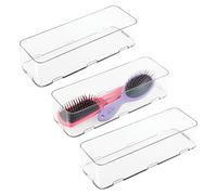 iDesign Interlocking Drawer Organizer for Kitchen, Bathroom, or Desk Drawers, Set of 3, Clear