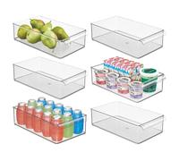 iDesign Large Stackable Fridge or Freezer Bin, Set of 6, Clear