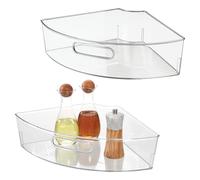 iDesign Lazy Susan 1/4 Wedge Organizer Bin with Handle - Corner Cabinet Organizer - Set of 2 - Clear