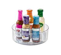 iDesign Lazy Susan, Rotatable Kitchen Organiser with Removable Divider, Storage Kitchen Accessories, Made of Recycled Plastic, Transparent and White, Clear/Marshmallow