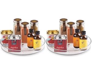 iDesign Lazy Susan Turntable Organiser, Small Rotating Spice Rack for Food Storage, made of BPA-free plastic, transparent (Pack of 2)