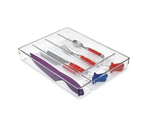 iDesign Linus Cutlery Tray for Silverware, Large Kitchen Accessories for Storage and Organising, Made of Durable Plastic, Clear