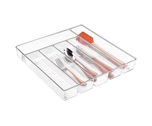 iDesign Linus Cutlery Tray for Silverware, Large Kitchen Accessories for Storage and Organising, Made of Durable Plastic, Clear