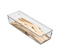 iDesign Linus Organiser Tray, Small Plastic Drawer Insert, Works Well as Accessories Organiser, Clear, 8.1 x 25 x 5.1 cm
