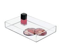 iDesign Makeup Organiser Tray, Extra Large Plastic Drawer Organiser for Cosmetics, Makeup and Accessories, Practical Storage Box for Dressing Table, Drawers or Bathroom, Clear