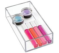 iDesign Makeup Organiser Tray, Small Plastic Drawer Organiser for Cosmetics, Makeup and Accessories, Practical Storage Box for Dressing Table, Drawers or Bathroom, Clear