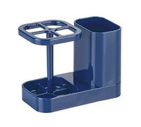 iDesign Med+ Toothbrush Holder, Plastic Dental Center with Toothbrush Stand and Toothpaste Compartment, Navy