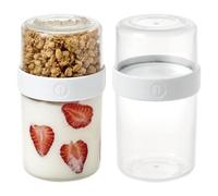 iDesign Medium Stack 'n Snack Food Containers - Stackable Snack Containers - Set of 2 - Clear/White
