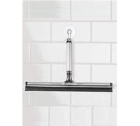 iDesign Metro Rustproof Aluminium Bathroom Shower Door/Window and Mirror Squeegee with Suction Storage Hook, Silver/Smoke