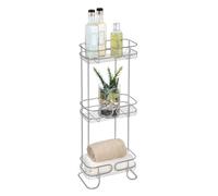 iDesign Neo Bathroom Standing Shelves, 3-Tier Metal Tower Shelves for Bathrooms, Bathroom Caddy for Storing Soaps, Sponges and More, Silver