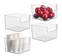 iDesign Open-Front Storage Bin for Kitchen, Pantry, Bathroom, Office, Set of 4, Clear, Made in USA