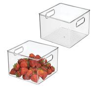 iDesign Pantry Storage Bin with Handles for Kitchen Cabinets or Fridge - Set of 2 - Clear - Made in USA
