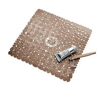 iDesign Pebblz Plastic Suction Non-Slip Bath Mat for Shower, Bathtub, Stall, 22" x 22", Amber Brown
