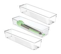 iDesign Plastic Drawer Organizer Bins, Set of 3, Clear