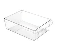 iDesign Plastic Kitchen Organiser, Large Fridge Storage Bin Made of Durable Plastic, Practical Cupboard Storage Box for Condiments and Food Storage, Clear