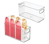 iDesign Plastic Stackable Pantry Bin - Storage Bin with Handles for Cabinets or Fridge - Set of 2 - Clear
