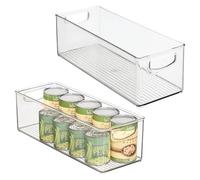 iDesign Plastic Stackable Pantry Bin with Handles, Set of 2, Clear