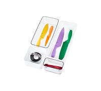 iDesign Recycled Drawer Organiser Set, Storage Tray Boxes, Kitchen or Bathroom Organiser Set of 4, Made of Recycled Plastic, Transparent and White