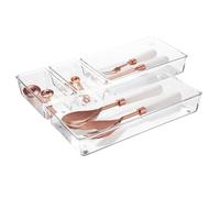 iDesign Recycled Plastic 4-Piece Kitchen Drawer Organizer Set - Linus Collection - Clear