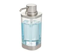 iDesign Stainless Steel Soap Dispenser, The Preston Collection - 3.68" L x 2.75" W x 6.91" H, Brushed & Chrome Split Finish