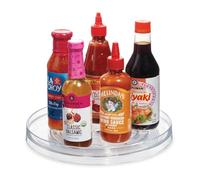 iDesign Rotatable Spice Rack, Large Plastic Kitchen Cupboard Storage for Spices and Condiments, Rotating Spice Jars Holder for Kitchen and Pantry, Clear